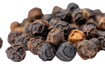 Black pepper on a white background.