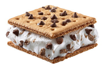 Chocolate chip ice cream sandwich isolated on transparent or white background