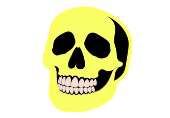 Fototapeta premium Illustrated yellow skull horror Halloween head skeleton, 