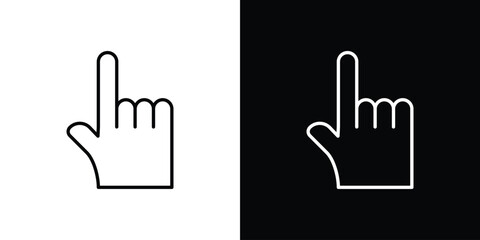 Pointing hand icon simple vector pictogram. black and white icon concept