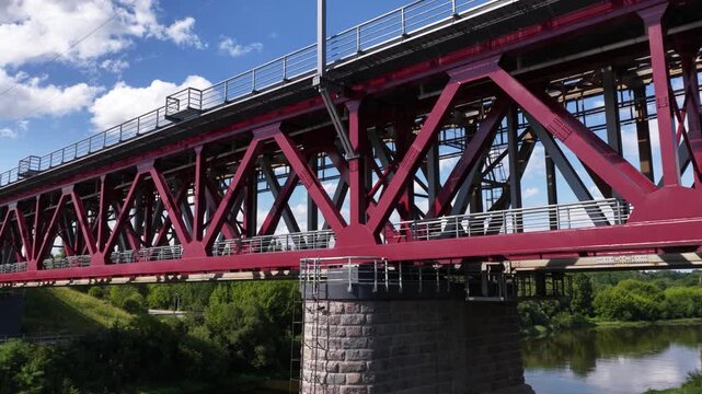 Refurbished Railway Bridge Over River in Jonava, Lithuania