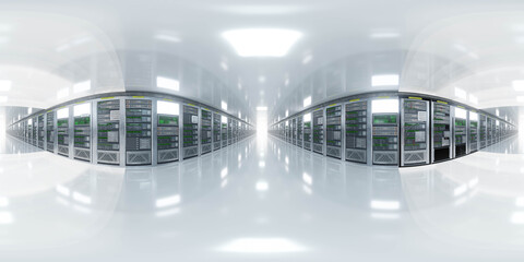 Futuristic Data Center with Server Racks 360 vr panorama