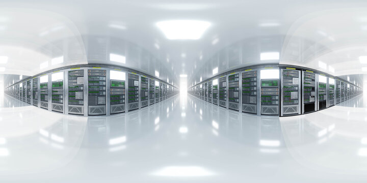 Futuristic Data Center with Server Racks 360 vr panorama