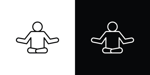Meditating icon simple vector pictogram. black and white icon concept