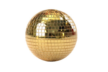 Golden disco mirror ball isolated on white