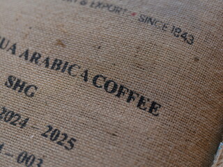 Arabica Coffee Sack Typography Close-Up