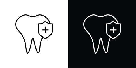 Dental insurance icon simple vector pictogram. black and white icon concept
