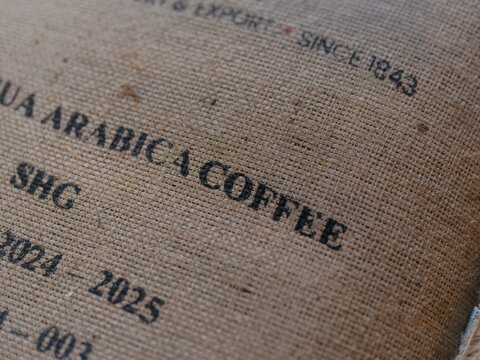Arabica Coffee Sack Typography Close-Up
