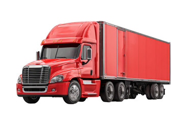 red cargo truck on a white background