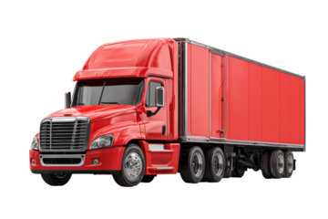 red cargo truck on a white background