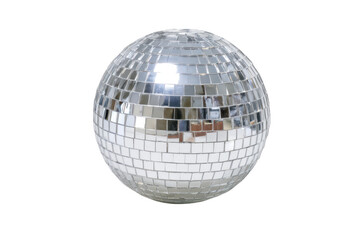 Silver disco mirror ball isolated white background