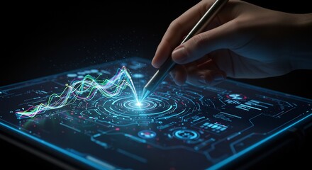 Hand Drawing Futuristic Data Visualization on Interactive Display