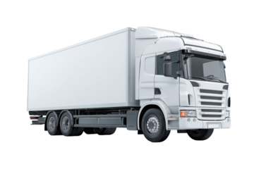 white cargo truck on a white background