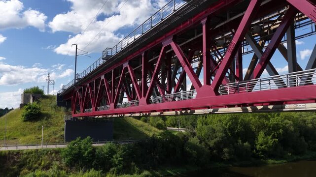 Refurbished Railway Bridge Over River in Jonava, Lithuania