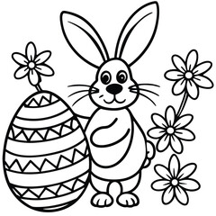 Happy Easter rabbit kids coloring page