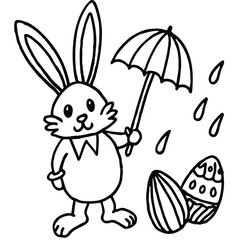 Happy Easter rabbit kids coloring page