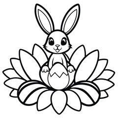 Happy Easter rabbit kids coloring page