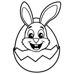 Happy Easter rabbit kids coloring page