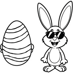 Happy Easter rabbit kids coloring page
