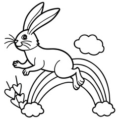 Happy Easter rabbit kids coloring page