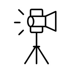 Fototapeta premium Spotlight icon on tripod with beam of light in minimal style 