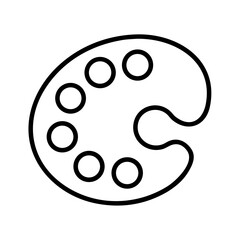 Obraz premium Outline of an artist's palette with paint wells 