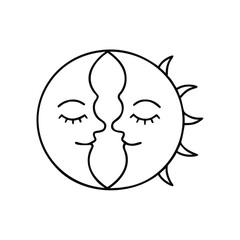 Fototapeta premium Sun and moon faces icon representing harmony and balance