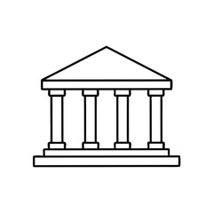 University building with columns icon in minimalist style