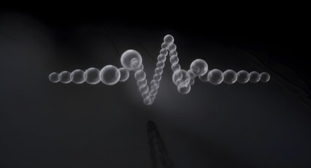 Abstract digital illustration of a waveform composed of spheres against a dark background, suggestive of data visualization or a medical concept.