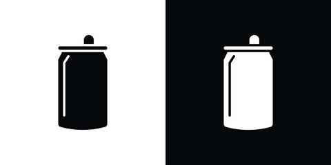 Soda can icon silhouette in black flat style. Graphic element