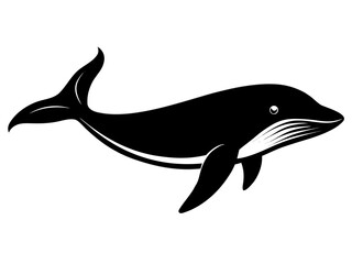 Fototapeta premium Stylized black silhouette of a humpback whale swimming on a white background