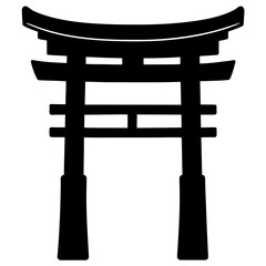 Traditional japanese torii gate silhouette icon for cultural and travel themes © jannat Stock