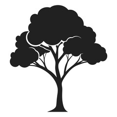 Fototapeta premium Stylized silhouette of a large tree with a full canopy and visible branches