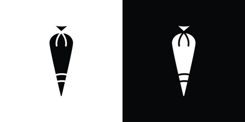 Pastry bag icon silhouette in black flat style. Graphic element