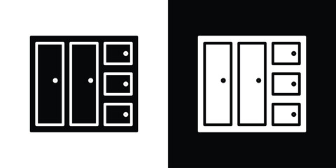 Lockers icon silhouette in black flat style. Graphic element