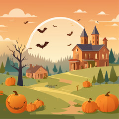 A small town with a spooky atmosphere for Halloween