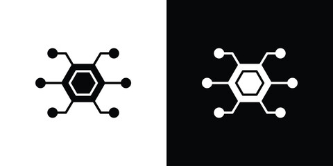 Hub icon silhouette in black flat style. Graphic element