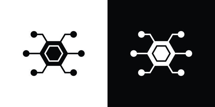 Hub icon silhouette in black flat style. Graphic element