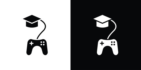 Game based learning icon silhouette in black flat style. Graphic element