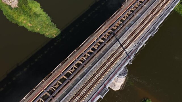 Refurbished Railway Bridge Over River in Jonava, Lithuania