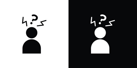 Depression icon silhouette in black flat style. Graphic element