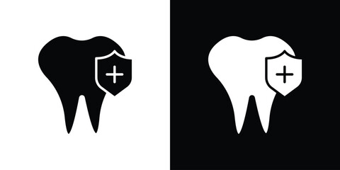 Dental insurance icon silhouette in black flat style. Graphic element