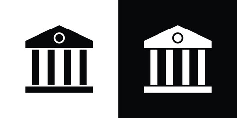 Courthouse icon silhouette in black flat style. Graphic element