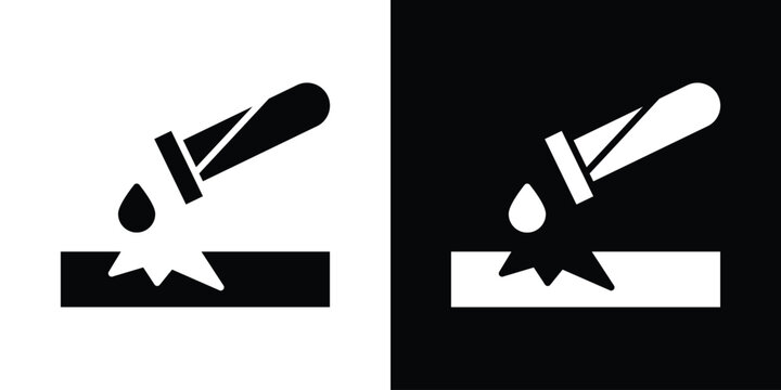 Corrosive substance icon silhouette in black flat style. Graphic element