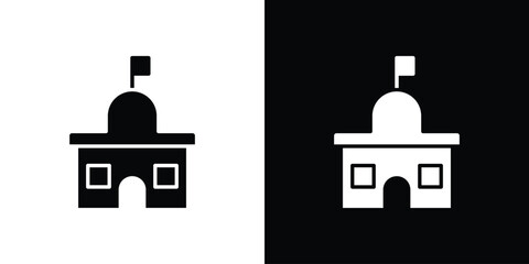 City hall icon silhouette in black flat style. Graphic element