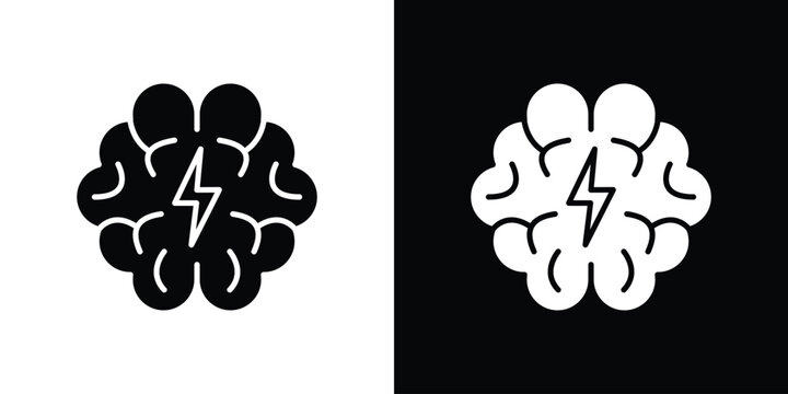 Brainstorm icon silhouette in black flat style. Graphic element