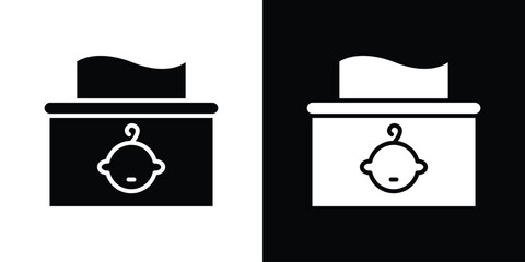 baby wipe icon silhouette in black flat style. Graphic element