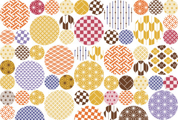 秋の季節の彩り和柄背景イラスト