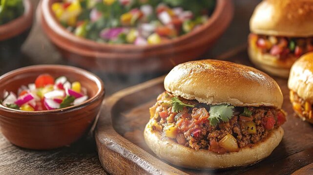 Cemitas poblanas on the table with smoke around