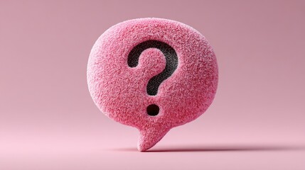 Pink fluffy question mark speech bubble